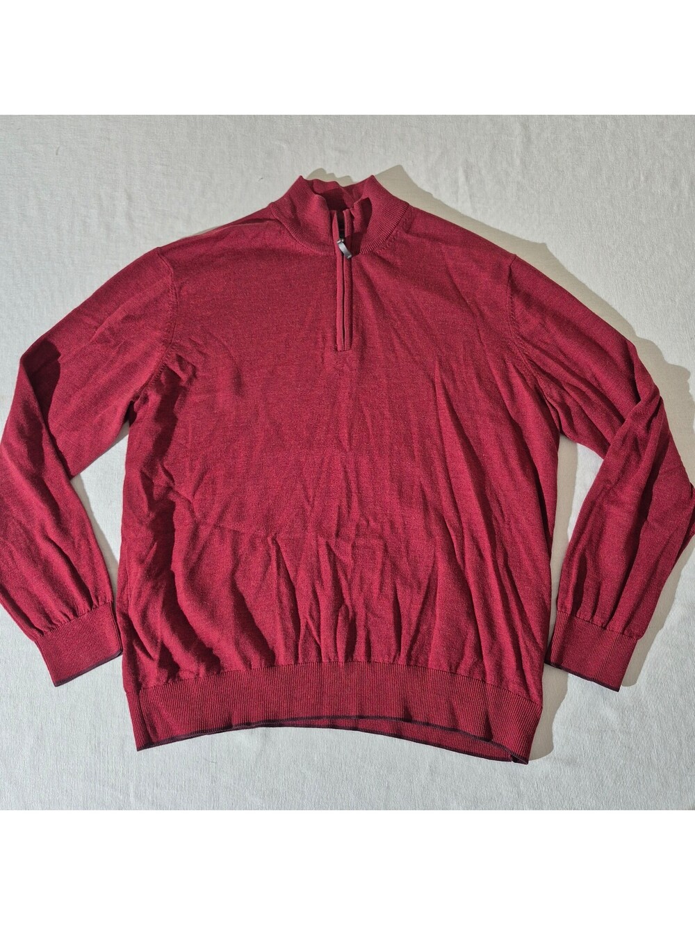 UNTUCKit Red Merino Wool XL Quarter Zip Sweater Golf